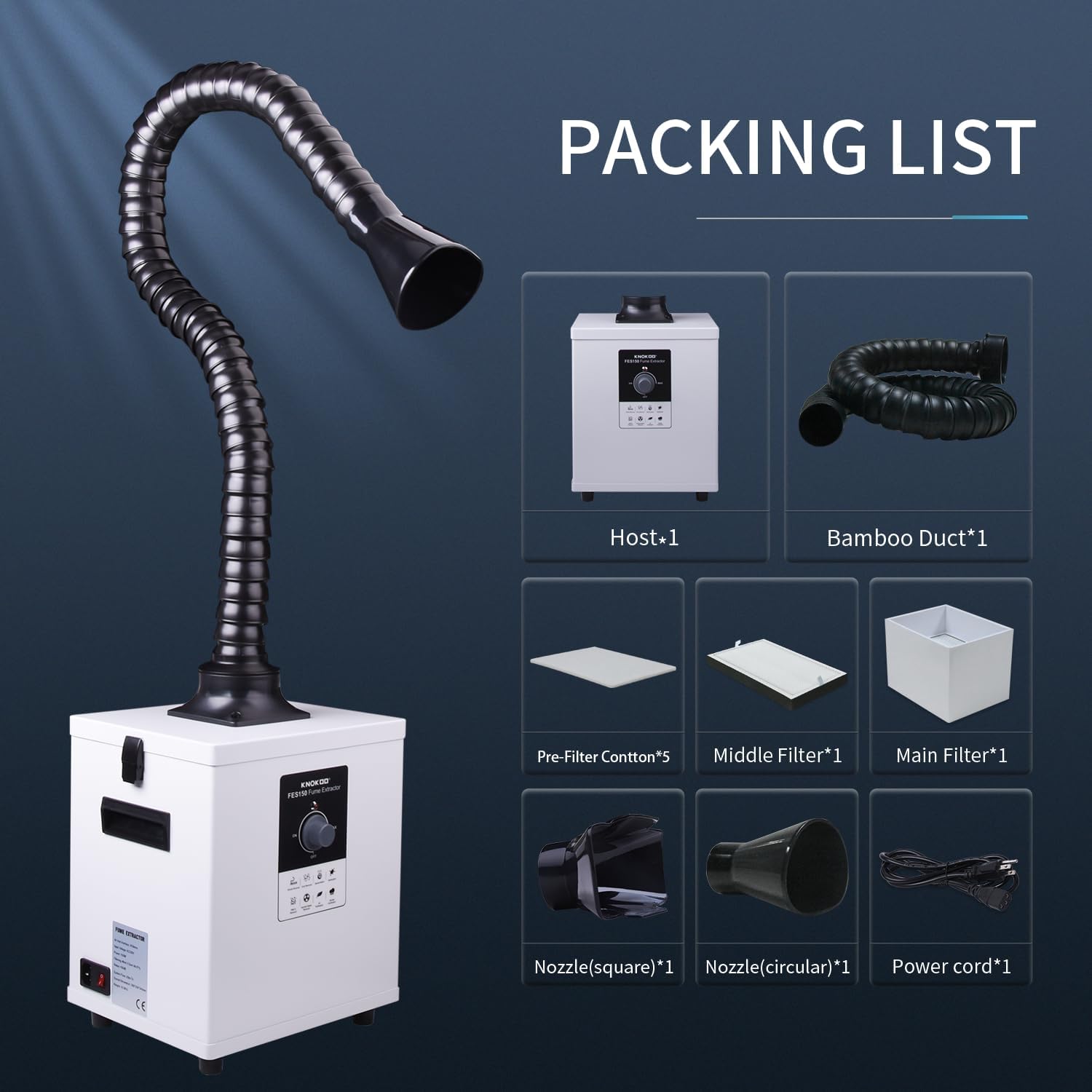 Fume Extractor Laser - KNOKOO FES150 Industrial Laser Fume Extractor
