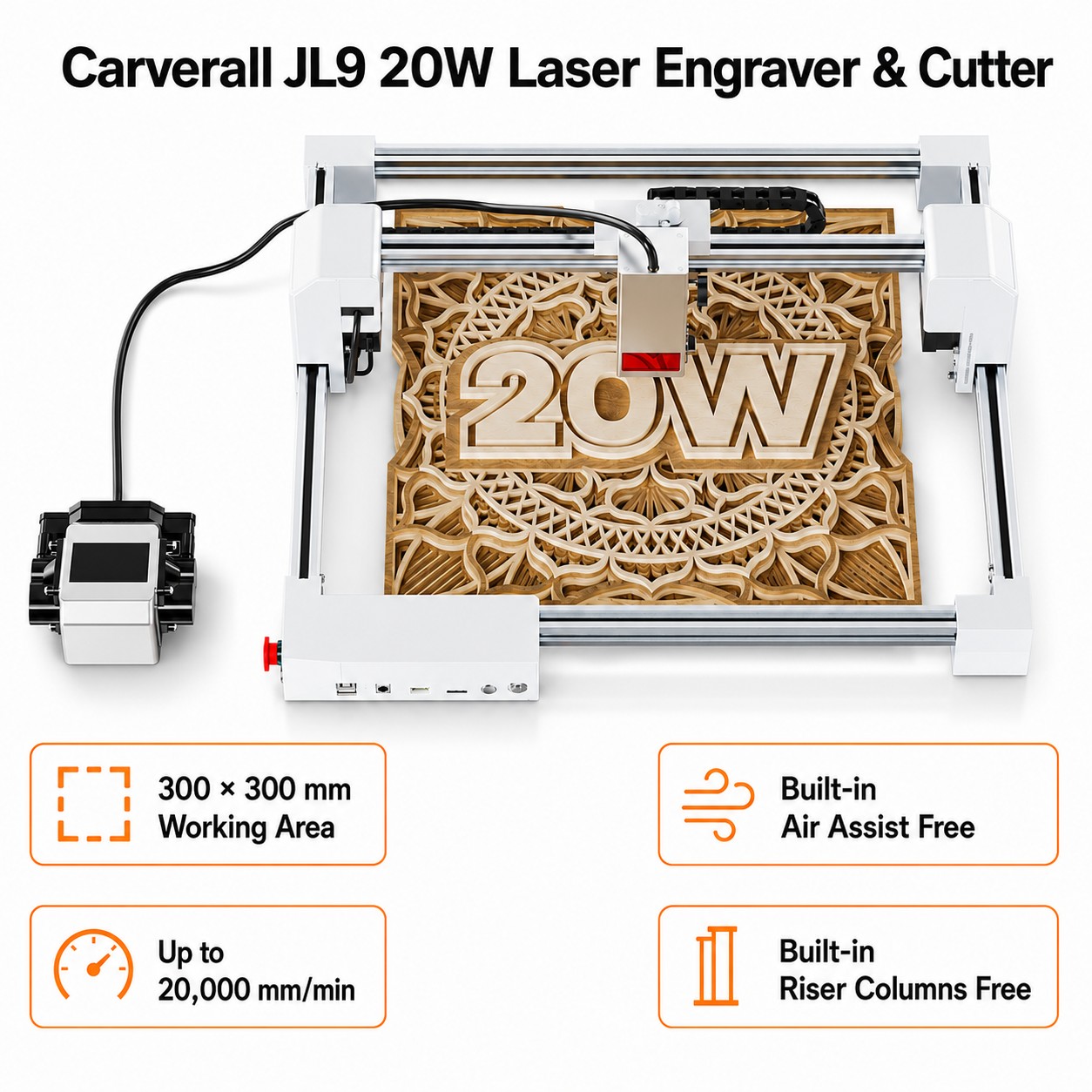Industrial Laser Equipment - Carverall JL9 20W Laser Engraver Cutter,